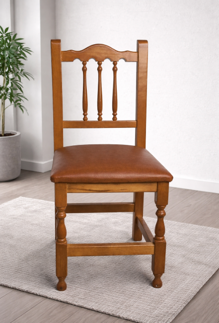 11-16PO    Silla tapizada en polipiel marrón